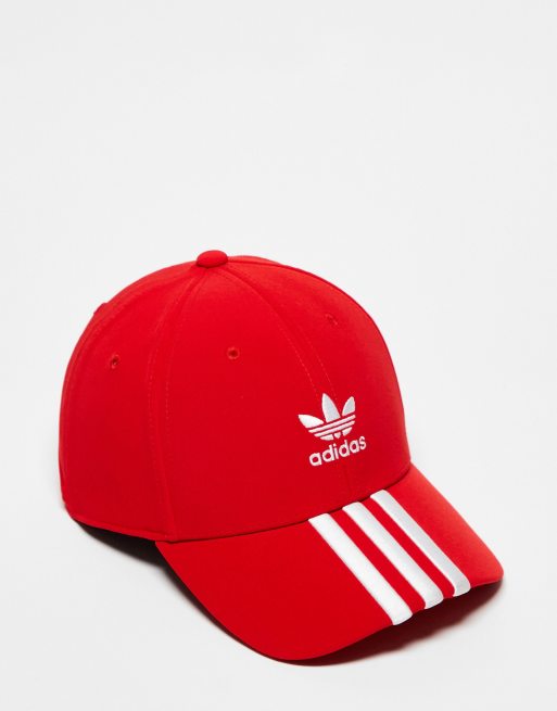 adidas Originals – Czerwona czapka z daszkiem z 3 paskami