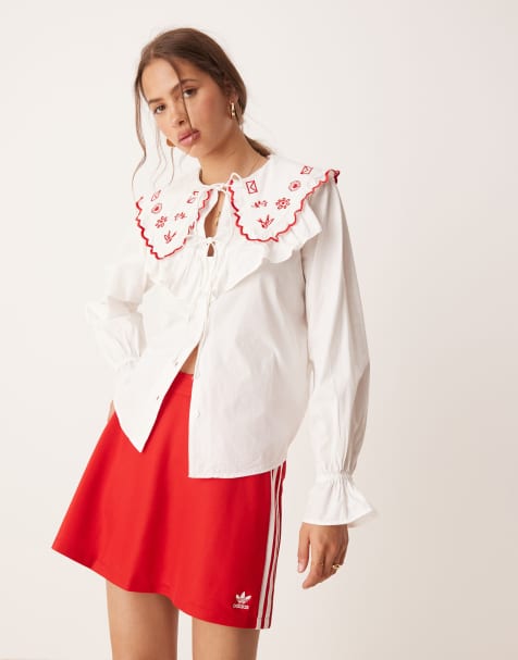 adidas Originals three stripe mini skirt in red