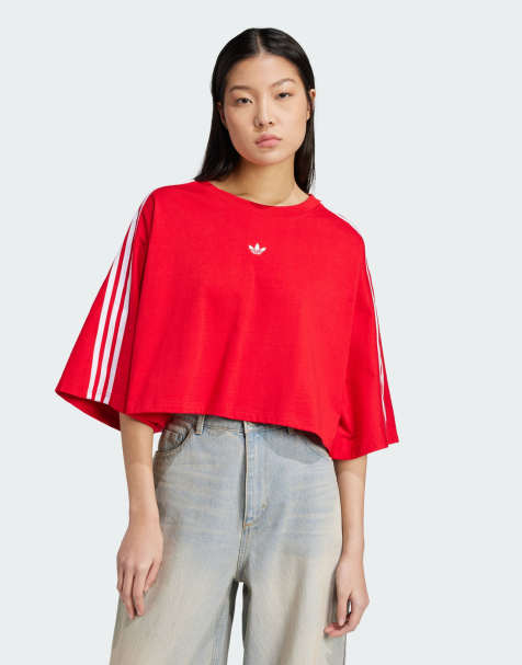 adidas Originals – Czerwony T-shirt o pudełkowym kroju - view 1