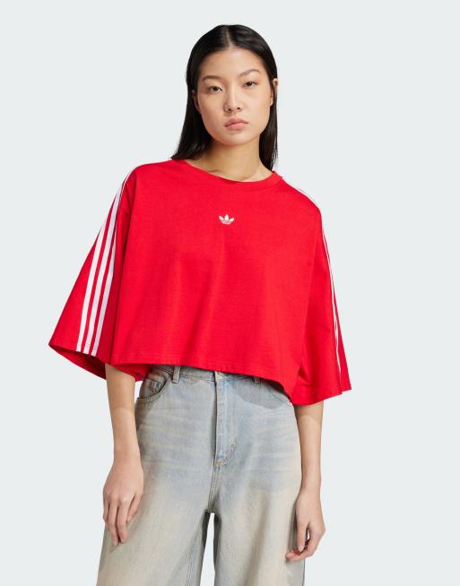 adidas Originals – Czerwony T-shirt o pudełkowym kroju