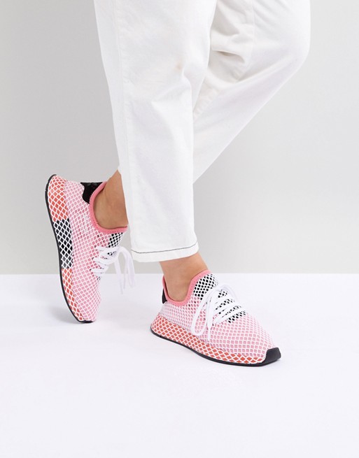 adidas Originals Deerupt Runner Sneakers In Pink And Red