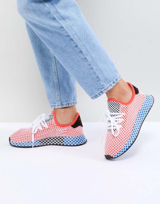 adidas Originals Deerupt Runner Trainers In Red And Blue ASOS