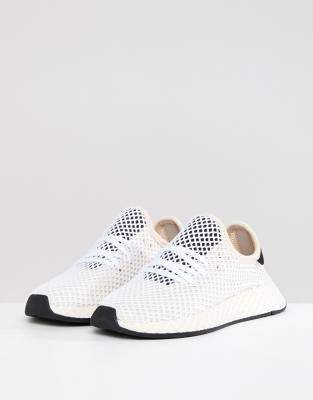 Adidas deerupt bianche con store strisce argento