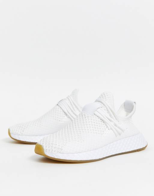 adidas Originals Deerupt sneakers in triple white | ASOS