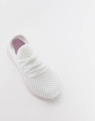 adidas originals deerupt trainers in white and lilac