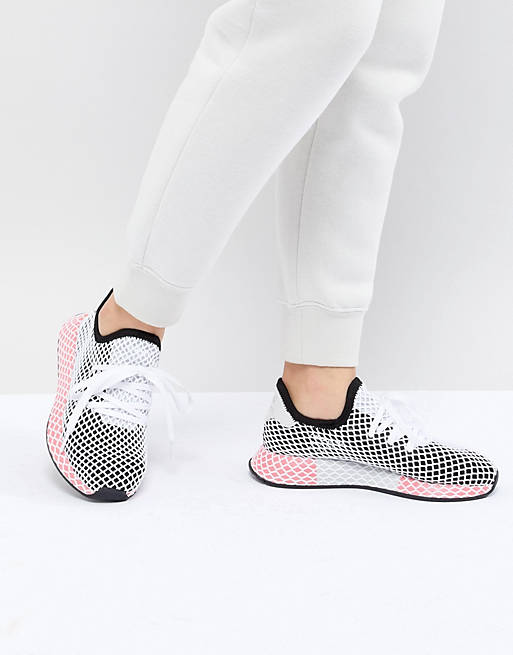 adidas Originals Deerupt Trainers In Black And Pink