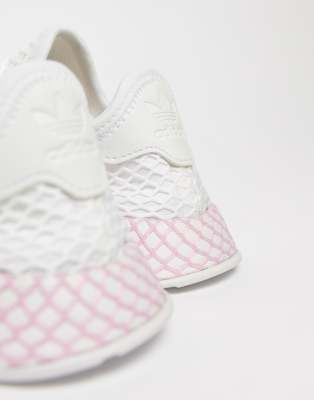 adidas originals deerupt trainers in white and lilac