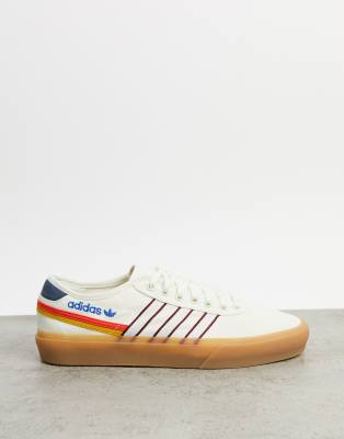 Adidas Originals Delpala Happy Camping Sneakers In Off White Exclusive To Asos-multi In White