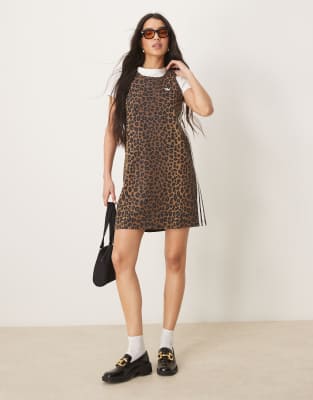 adidas Originals adidas Originals denim dress in leopard print - MULTI