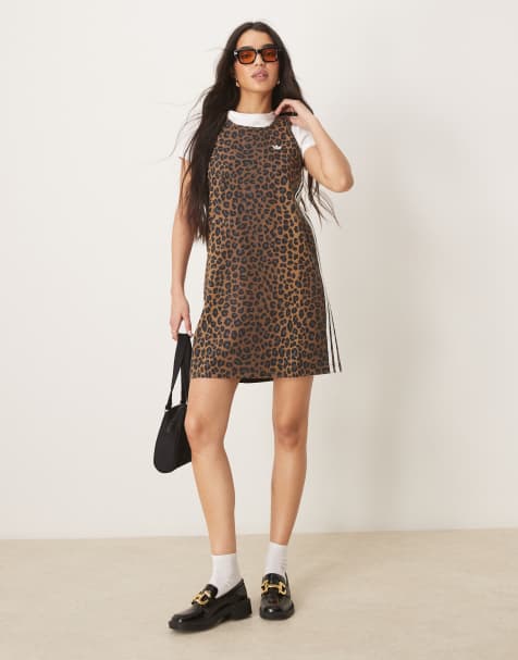 adidas Originals denim dress in leopard print - MULTI - view 1