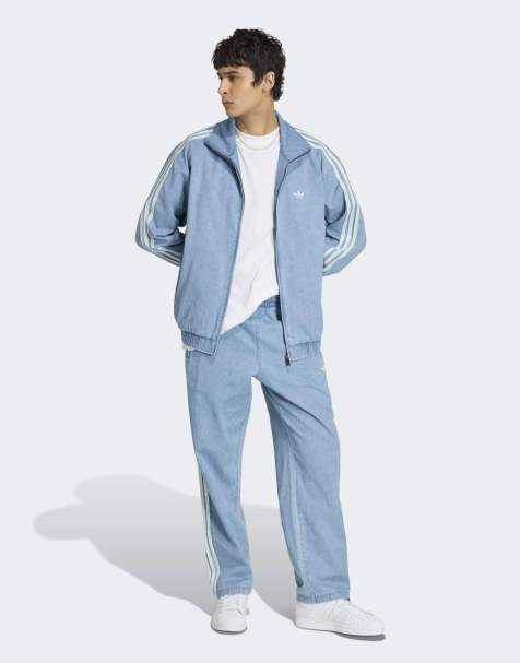adidas Originals Denim firebird track pants in light blue - view 1