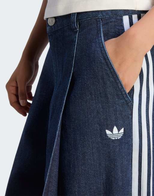 adidas Originals Denim-Hose mit Falten und weitem Bein in Indigo-Denim, 4 von 7