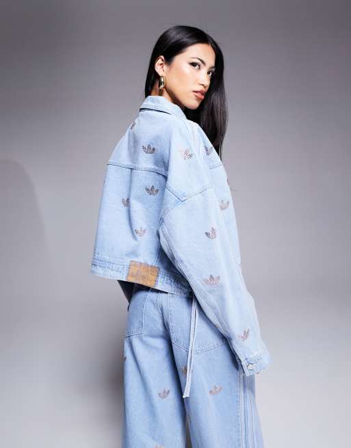 adidas Originals denim jacket with rhinestone embellishment in light blue ASOS