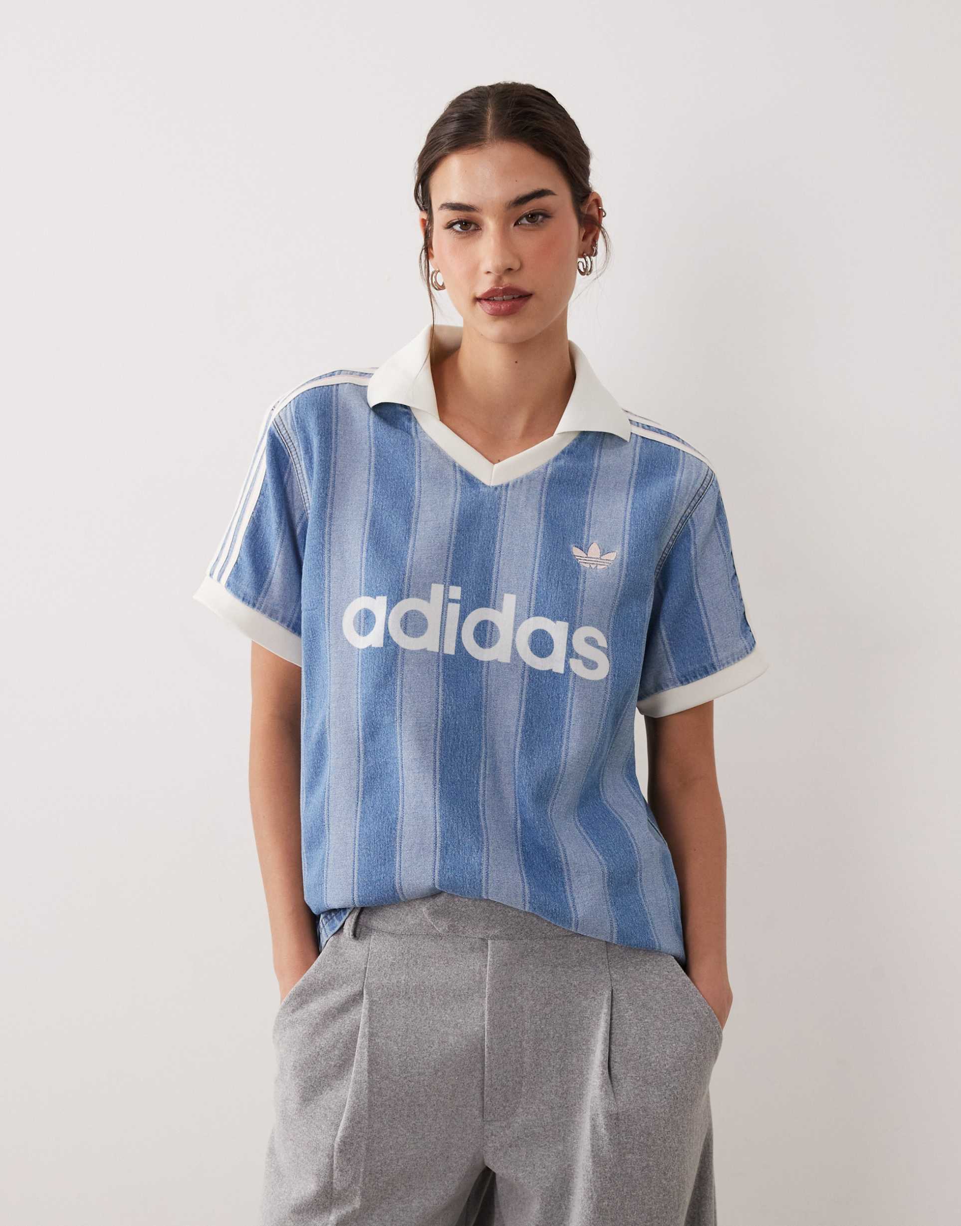 adidas originals denim jersey in light blue