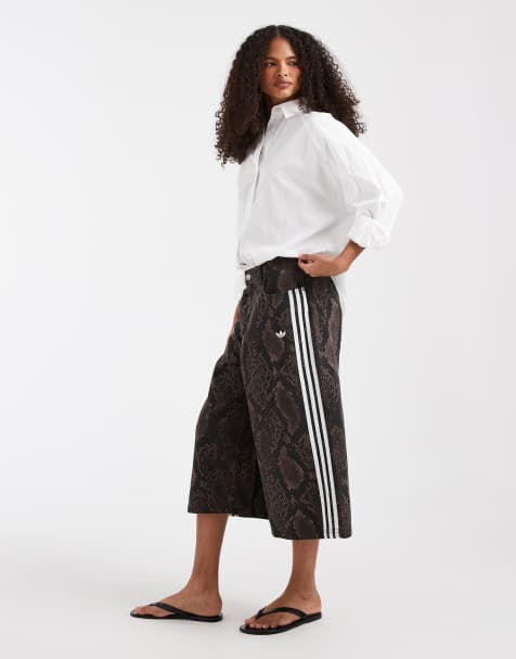 adidas Originals denim jorts in dark brown snake - view 1