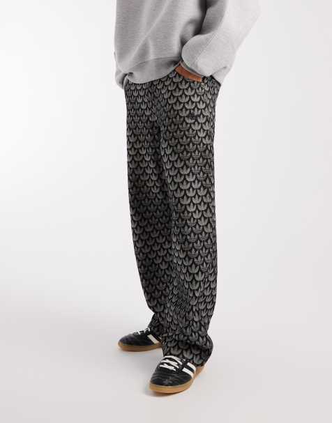 adidas Originals Denim loose monogram pants in black