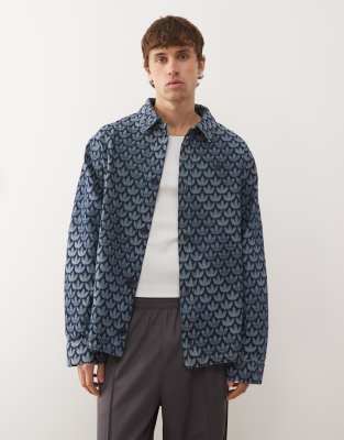 adidas Originals Denim monogram shirt in indigo denim-Blue