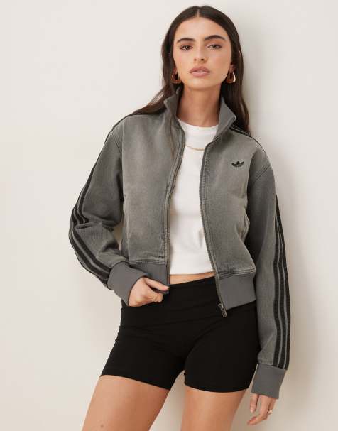 adidas Originals denim track top in grey - view 1