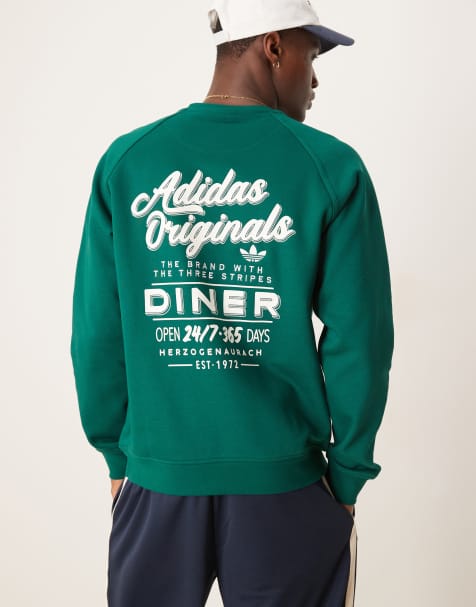 adidas Originals diner graphic sweatshirt in green - view 1