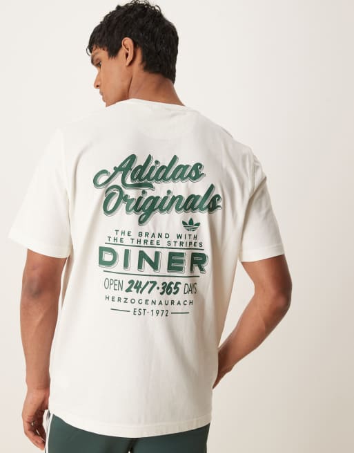 ■adidas■Originals diner グラフィック Tシャツ adidas Originals diner graphic unisex t-shirt in cream | ASOS