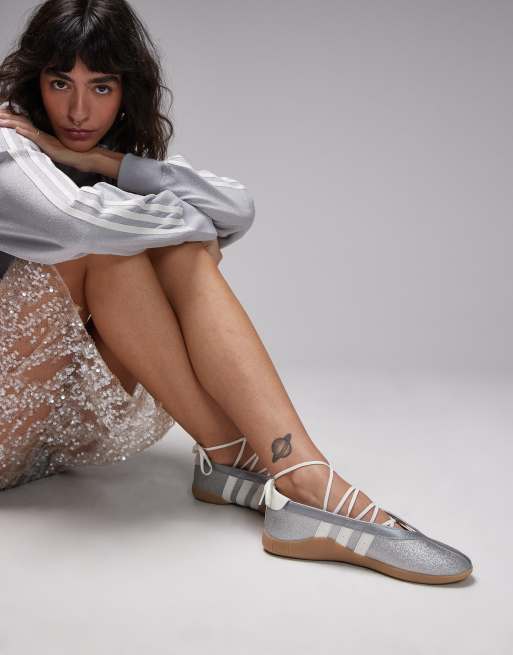 adidas Originals Disco Taekwondo Mei ballet trainers in silver glitter Exclusive at ASOS, 3 of 5