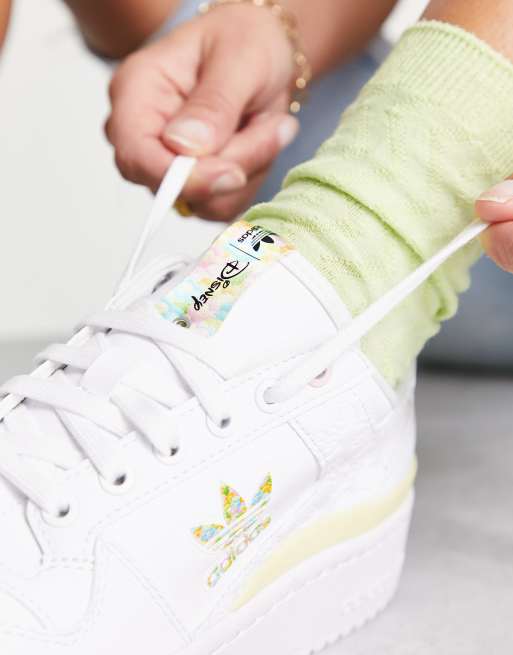 adidas Originals Disney Forum bold trainers in white with