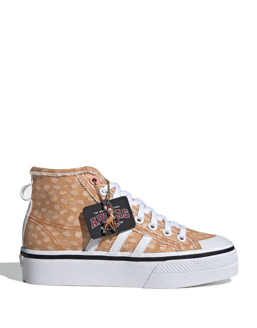 adidas Originals - Disney - Nizza - Baskets mi-hautes à semelle plateforme - Beige