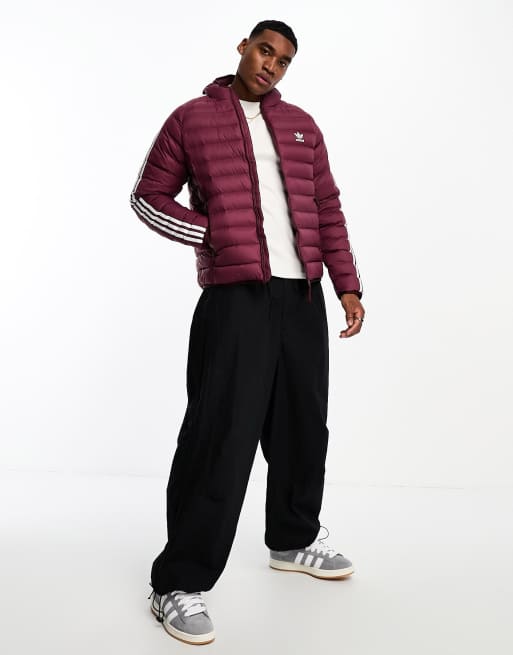 adidas Originals Doudoune a capuche a 3 bandes Bordeaux