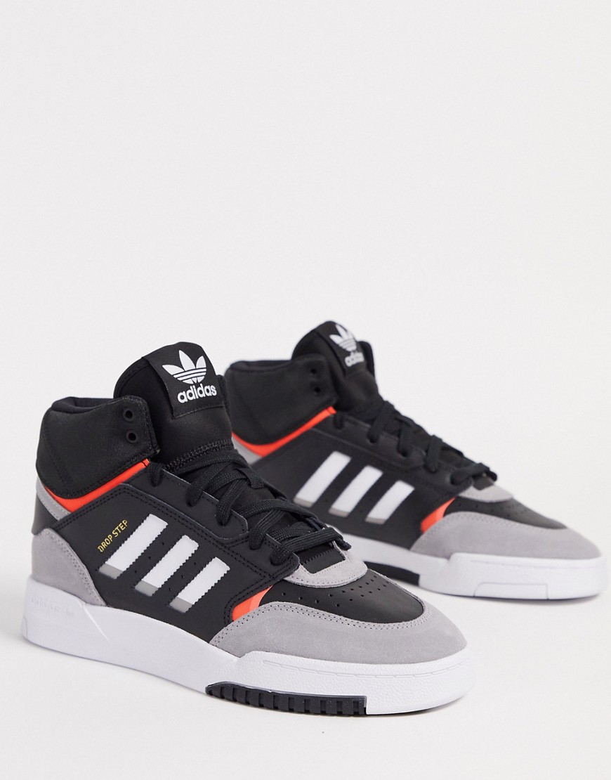 Adidas Originals drop step trainers in black grey & red-Multi