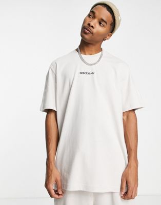 adidas Originals edge seam and split sleeve t-shirt in beige - ASOS Price Checker