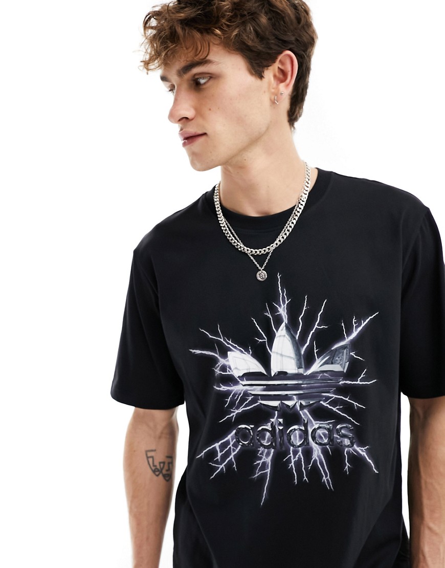 adidas Originals electricity graphic t-shirt in black and silver