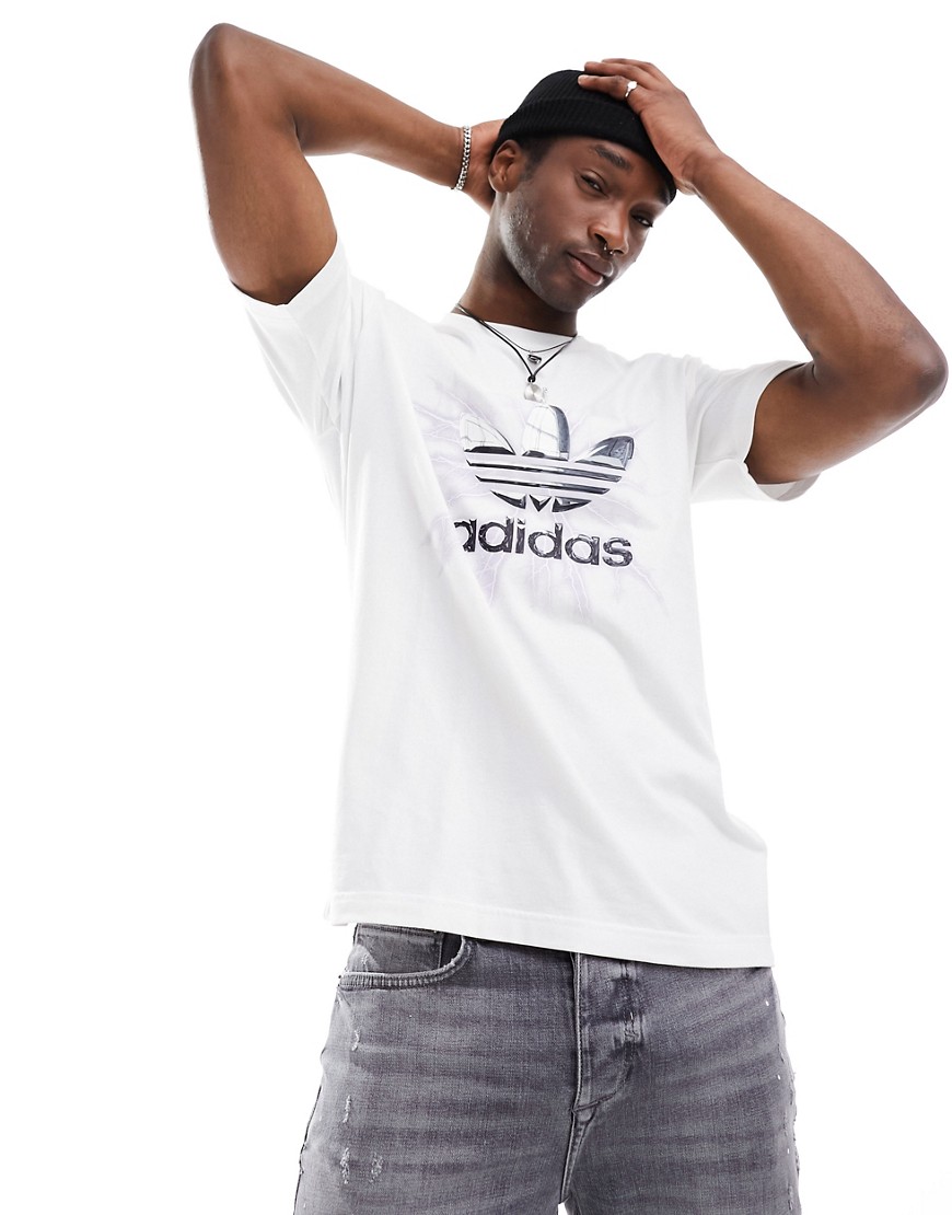 adidas Originals electricity graphic t-shirt in white and silver