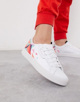 adidas originals embroidered sleek trainers in white