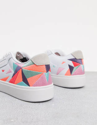 adidas originals embroidered sleek trainers in white