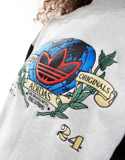 adidas Originals embroidered unisex sweatshirt in grey and navy ASOS