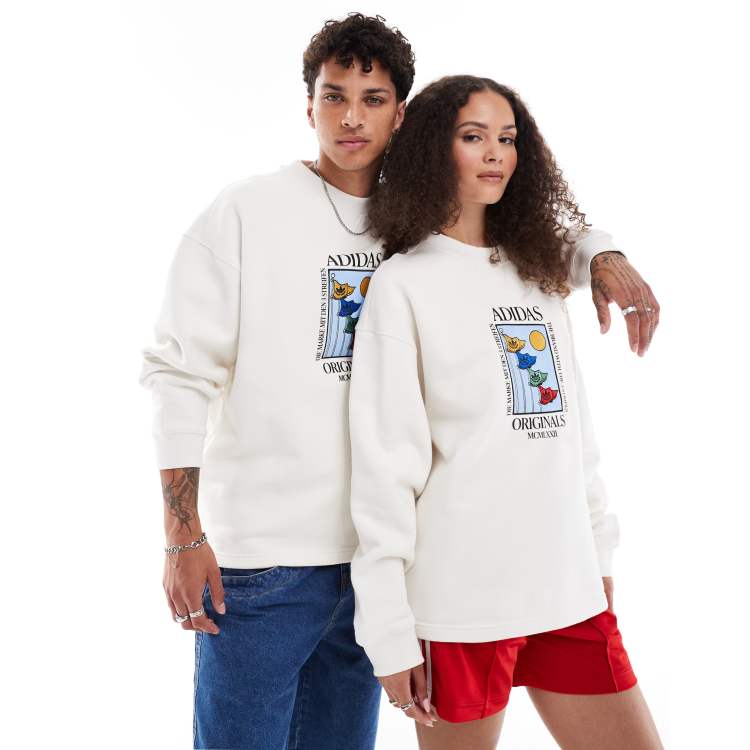 adidas Originals embroidered unisex sweatshirt in white ASOS