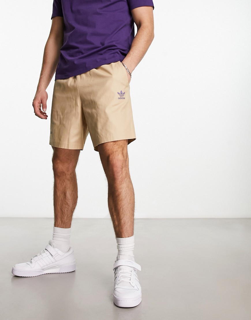 adidas Originals Enjoy Summer logo shorts in magic beige-Neutral