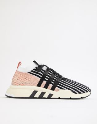 adidas originals eqt support mid adv sneakers in black and pink