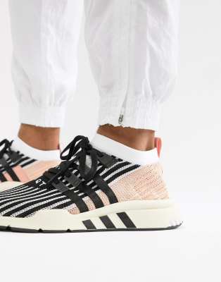 adidas originals eqt support mid adv sneakers in black and pink