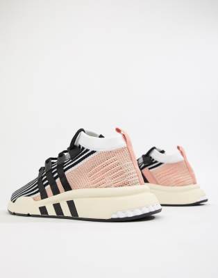 adidas originals eqt support mid adv trainers in black and pink