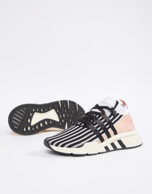 adidas originals eqt support mid adv trainers in black and pink