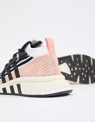adidas originals eqt support mid adv trainers in black and pink