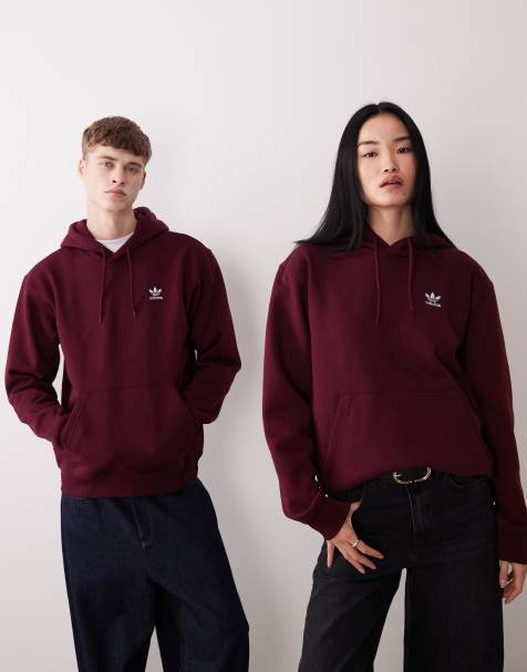 adidas Originals – Essential – Bluza z kapturem w kolorze bordowym i jasnoniebieskim - view 1