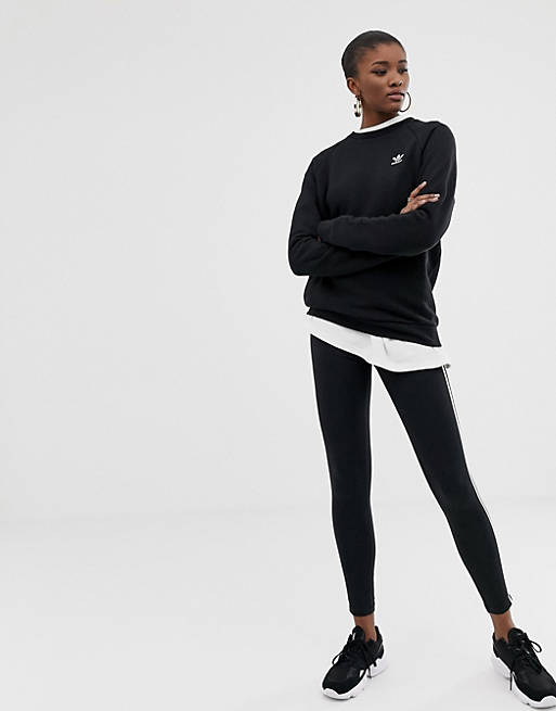 Women adidas Originals Essential crew neck sweat in black 