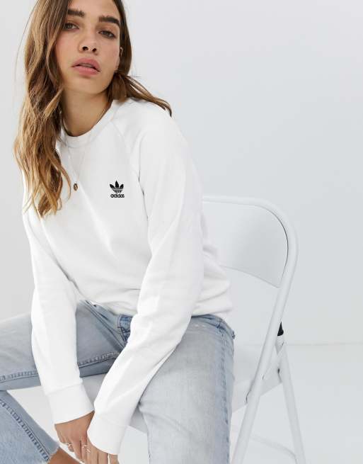 adidas Originals Essential crew neck sweat in white ASOS