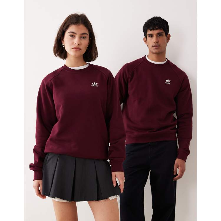 adidas Originals essential crew neck sweatshirt in burgundy | ASOS