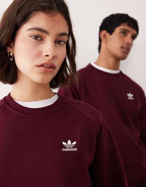 adidas gazelle silver green womens XS Burgundy Adidas Crewneck Sweatshirt Pearls & Swarovski