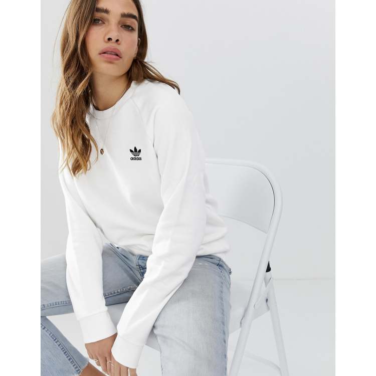 adidas Originals Essential crew neck sweatshirt in white ASOS