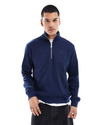 adidas Originals essential half zip sweat top in night indigo-Navy