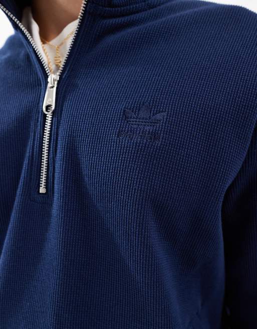 adidas Originals essential half zip sweat top in night indigo